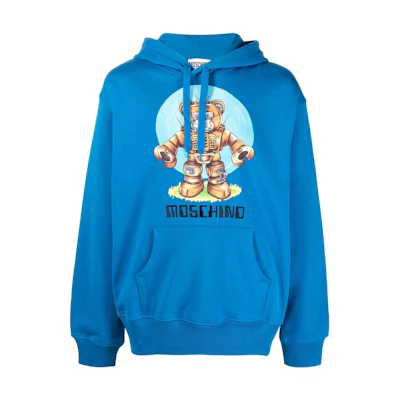 MOSCHINO FW22 Teddy Bear Print Loose Fit Hoodie Blue () V1716-7028-1298