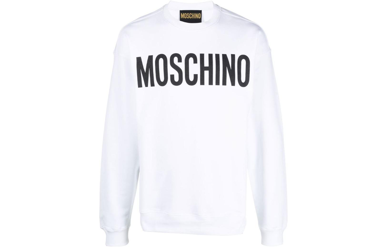 MOSCHINO FW22 White Crewneck Sweatshirt with Solid Logo Print A170152281001