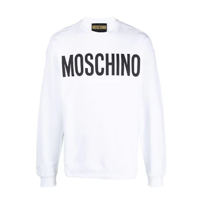 MOSCHINO FW22 White Crewneck Sweatshirt with Solid Logo Print A170152281001