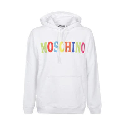 MOSCHINO FW22 White Hoodie with Letter Logo Print A1709-0228-1001