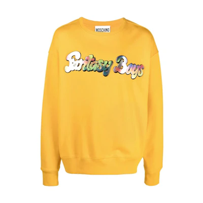MOSCHINO FW22 Yellow Crewneck Long-Sleeve Sweatshirt with Logo Print A1722-7028-1028