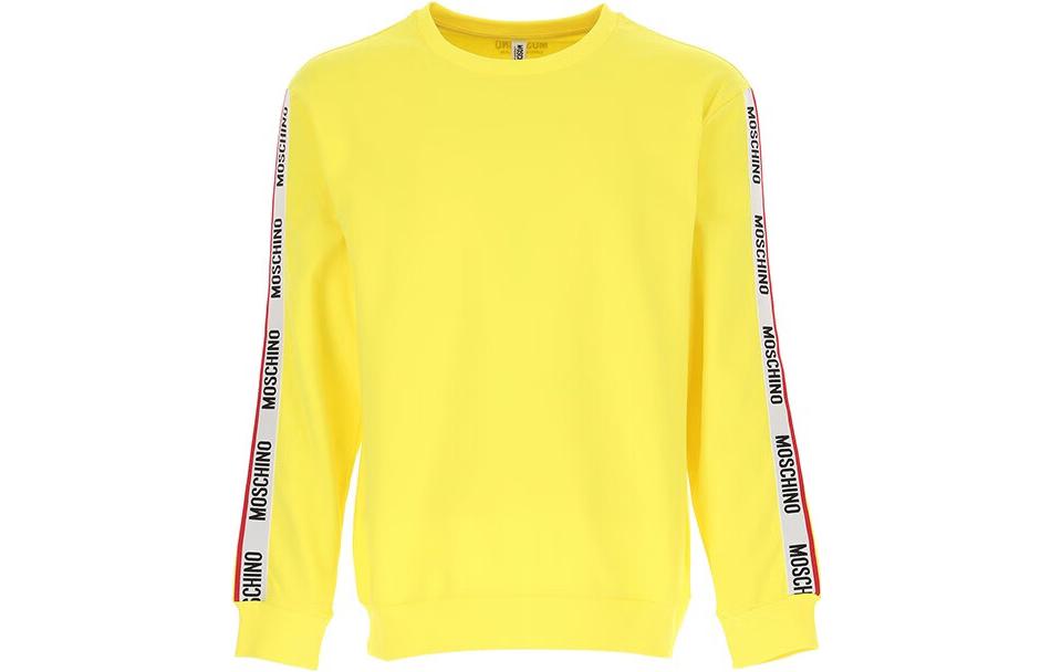MOSCHINO FW22 Yellow Letter Print Crewneck Long Sleeve Sweatshirt Mens A1701-8106-0026