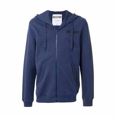 MOSCHINO FW23 Blue Letter Print Zip-Up Hoodie Jacket A1710-2027-1342