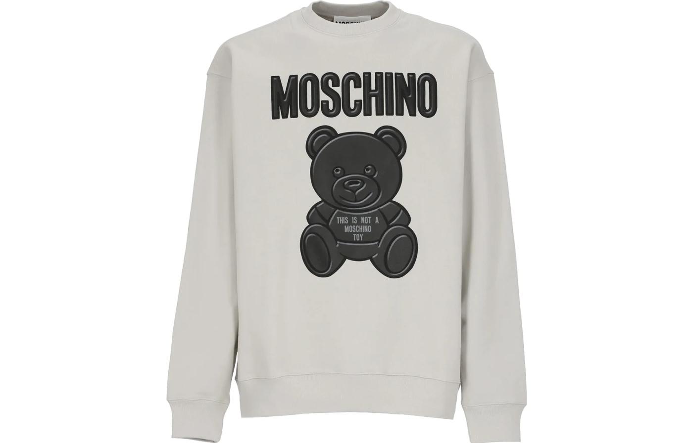 MOSCHINO FW23 Gray Graphic Print Loose-Fit Crewneck Sweatshirt A1713-7028-1484