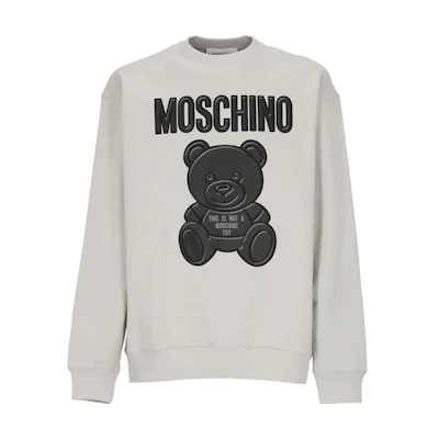 MOSCHINO FW23 Gray Graphic Print Loose-Fit Crewneck Sweatshirt A1713-7028-1484