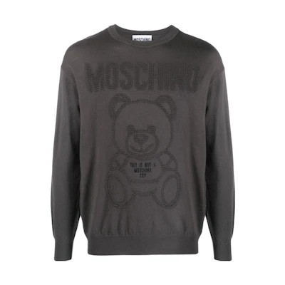 MOSCHINO FW23 Letter Pattern Crewneck Sweatshirt Dark Gray V0908-7000-0517