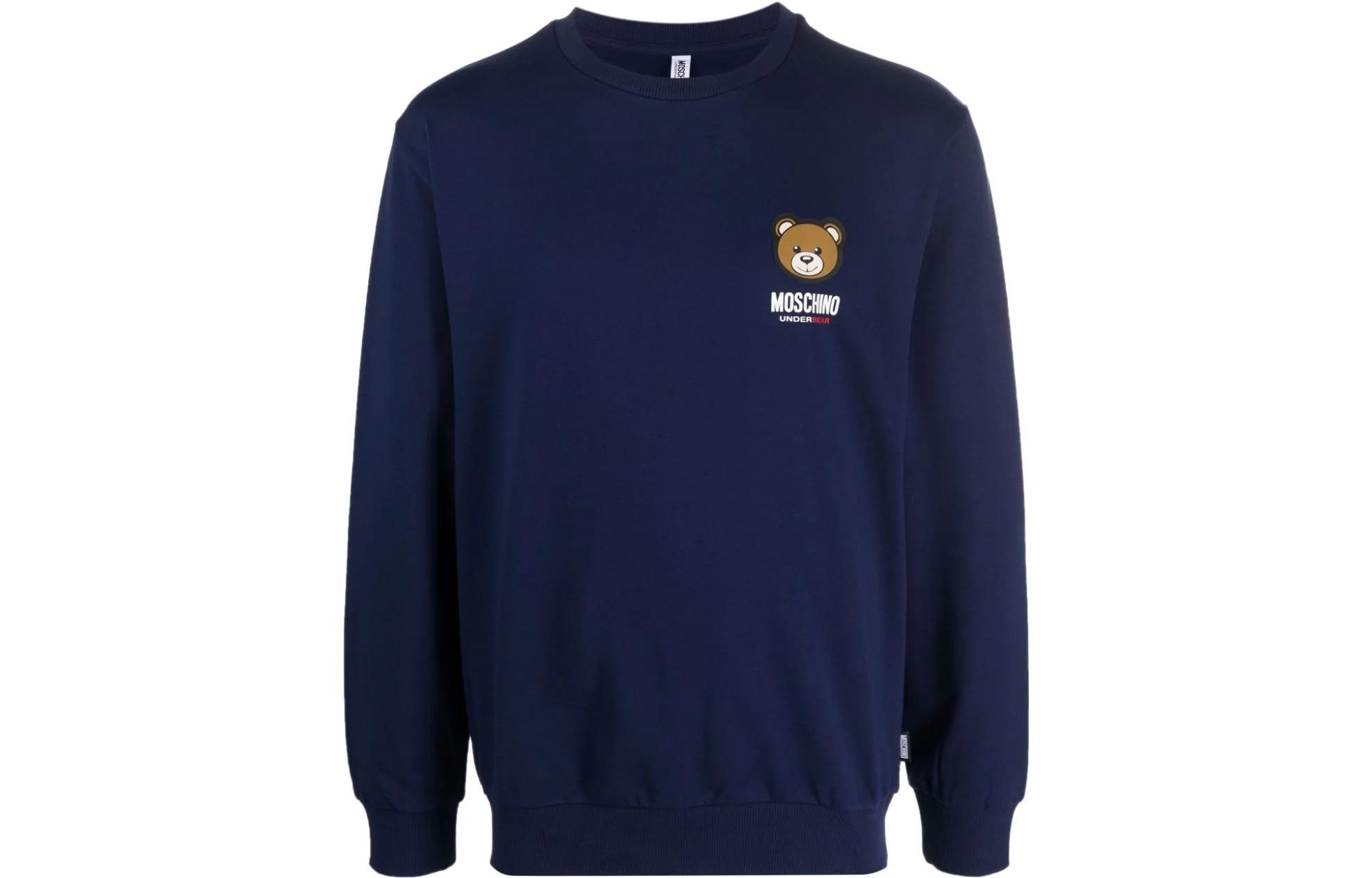 MOSCHINO FW23 Lettering Teddy Print Sweatshirt Navy Blue () A1788-4413-0290
