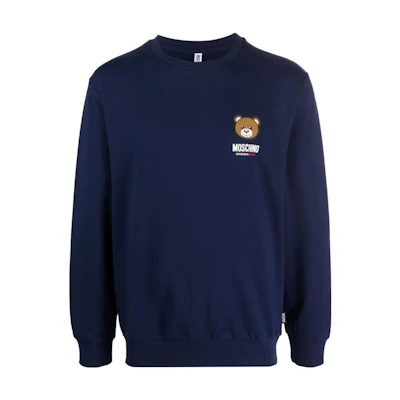 MOSCHINO FW23 Lettering Teddy Print Sweatshirt Navy Blue () A1788-4413-0290