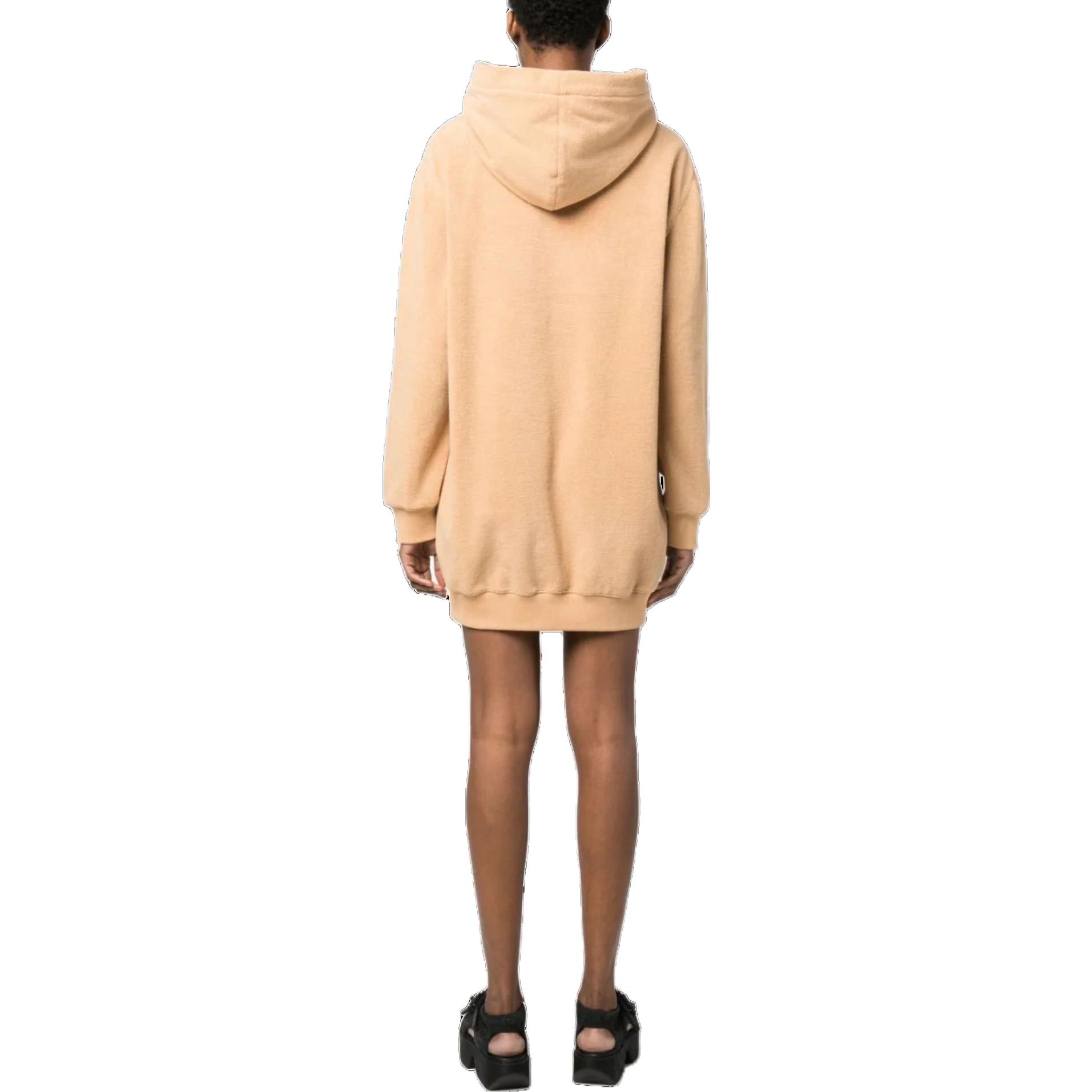 Shop 모스키노 FW23 테디베어 후디 롱슬리브 미디 드레스 라이트 브라운. A0432-5526-1018