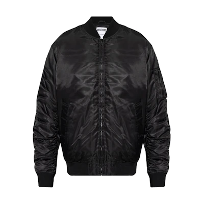 Moschino Glossy Zip-Up Jacket Black Long Sleeve Outerwear A062652151555