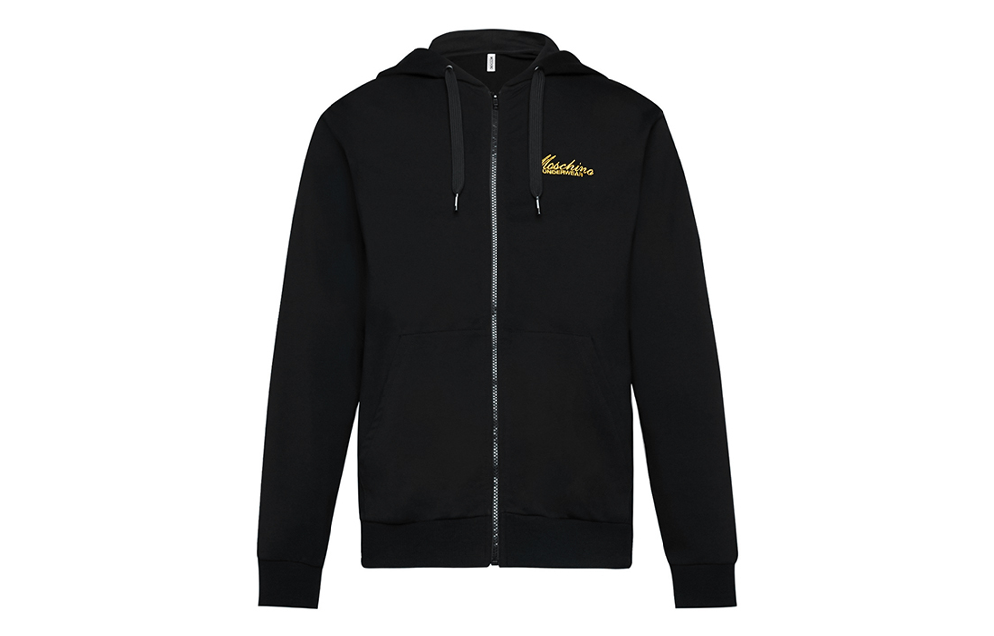 MOSCHINO Gold Embroidered Logo Hoodie Unisex Black A1721-9006-0555