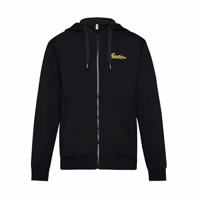 MOSCHINO Gold Embroidered Logo Hoodie Unisex Black A1721-9006-0555