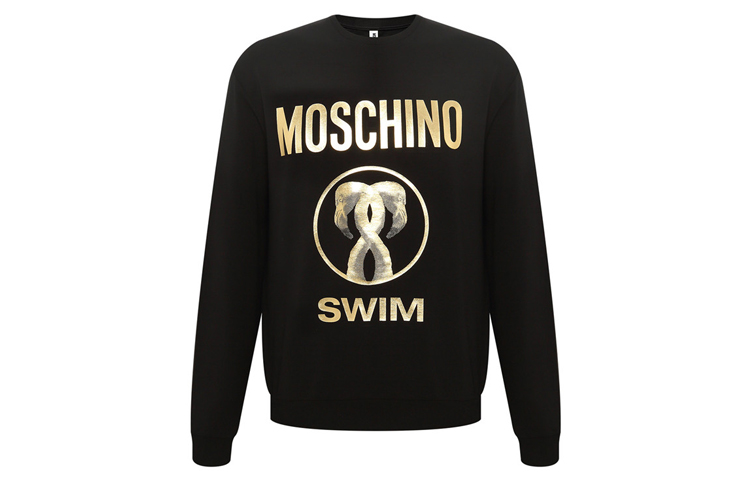 MOSCHINO Gold Floral Print Sweatshirt Unisex Black A1703-2308-0555