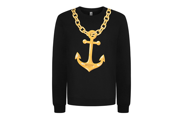 MOSCHINO Golden Anchor Series Black Cotton Sweatshirt 5-A1708-2807-0555