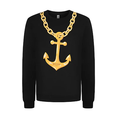 MOSCHINO Golden Anchor Series Black Cotton Sweatshirt 5-A1708-2807-0555