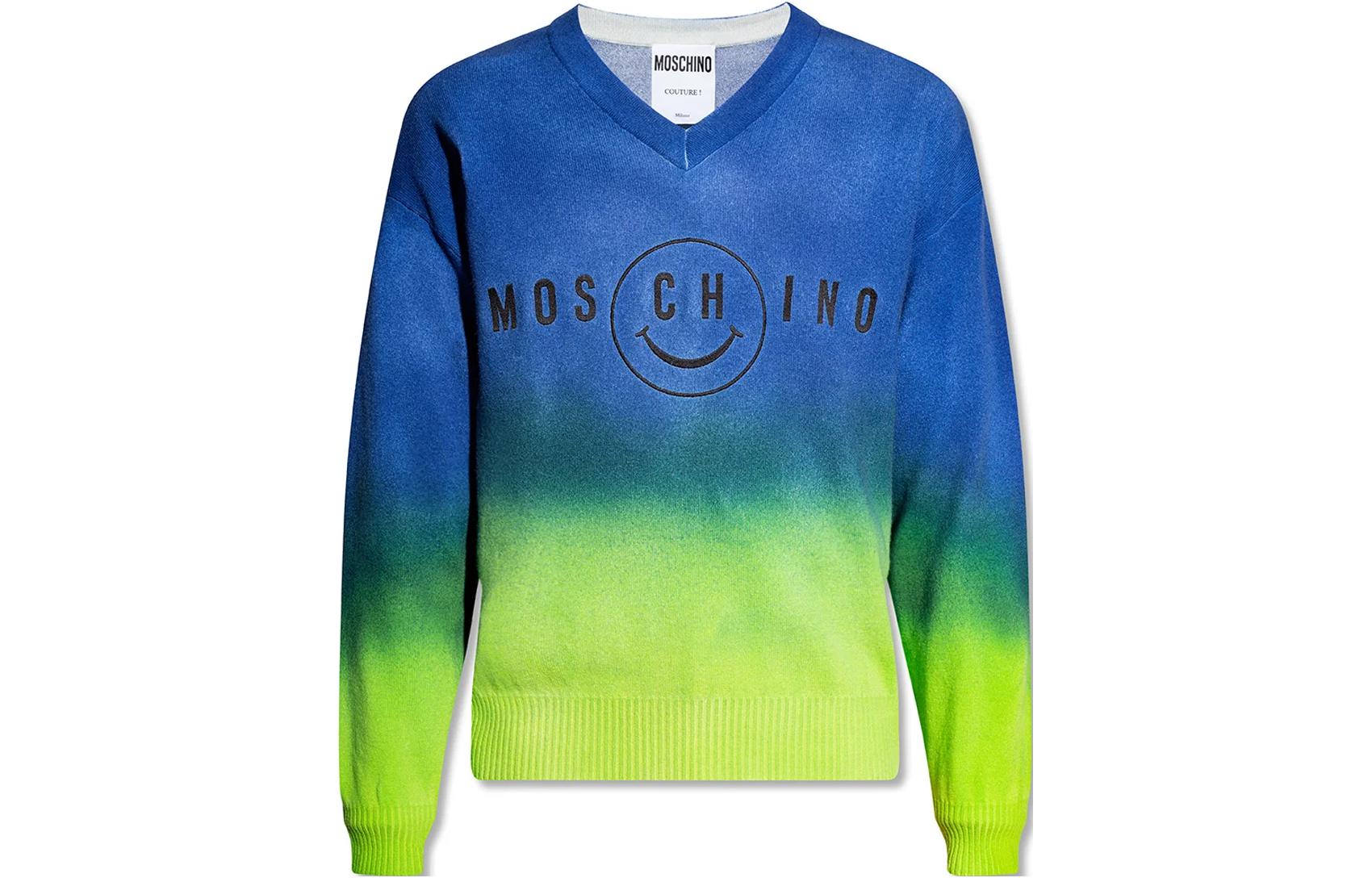 Moschino Gradient Letter Smiley Logo V-Neck Sweatshirt Multicolor J0922-2003-1419