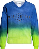 Moschino Gradient Letter Smiley Logo V-Neck Sweatshirt Multicolor J0922-2003-1419 Moschino Gradient Letter Smiley Logo V-Neck Sweatshirt Multicolor J0922-2003-1419