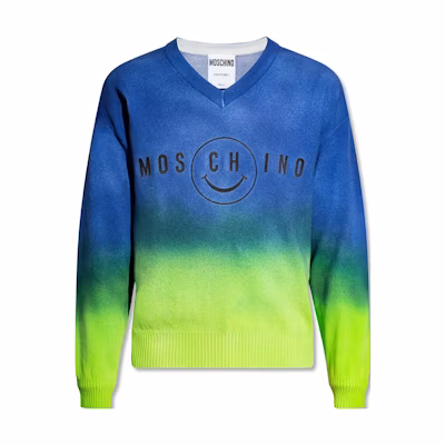 Moschino Gradient Letter Smiley Logo V-Neck Sweatshirt Multicolor J0922-2003-1419