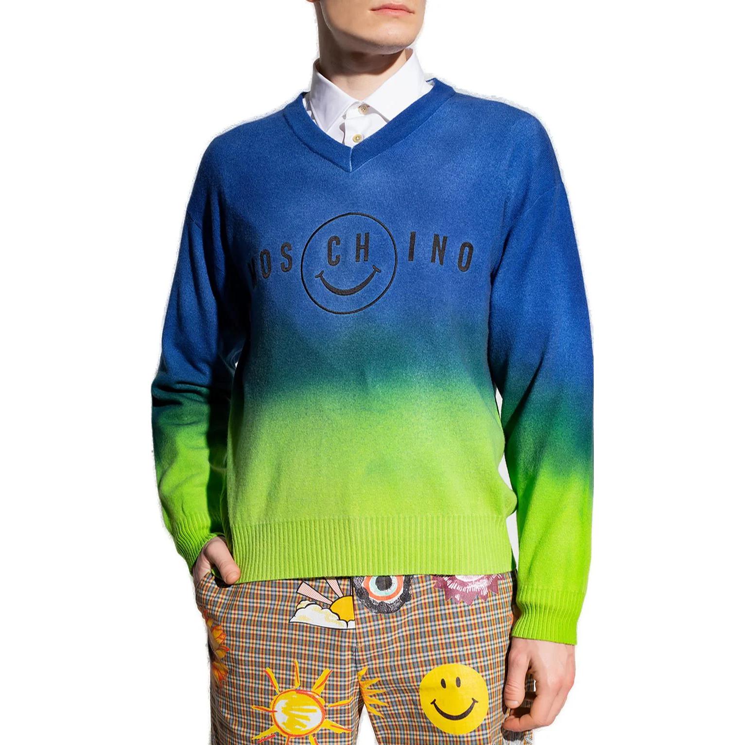 Lookbook Moschino 漸層字母笑臉標誌V領多色衛衣 J0922-2003-1419