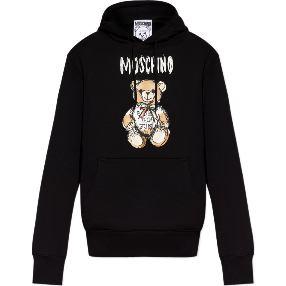 MOSCHINO Graphic Print Black Hoodie Long-Sleeve Pullover V1716-0228-1555