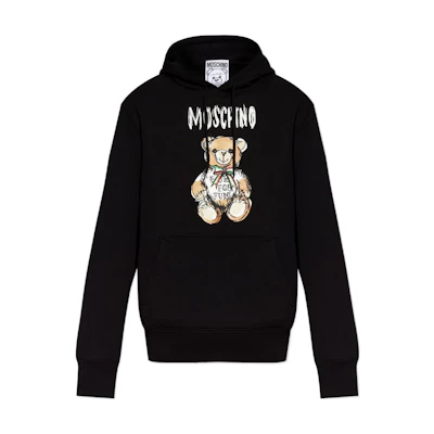 MOSCHINO Graphic Print Black Hoodie Long-Sleeve Pullover V1716-0228-1555