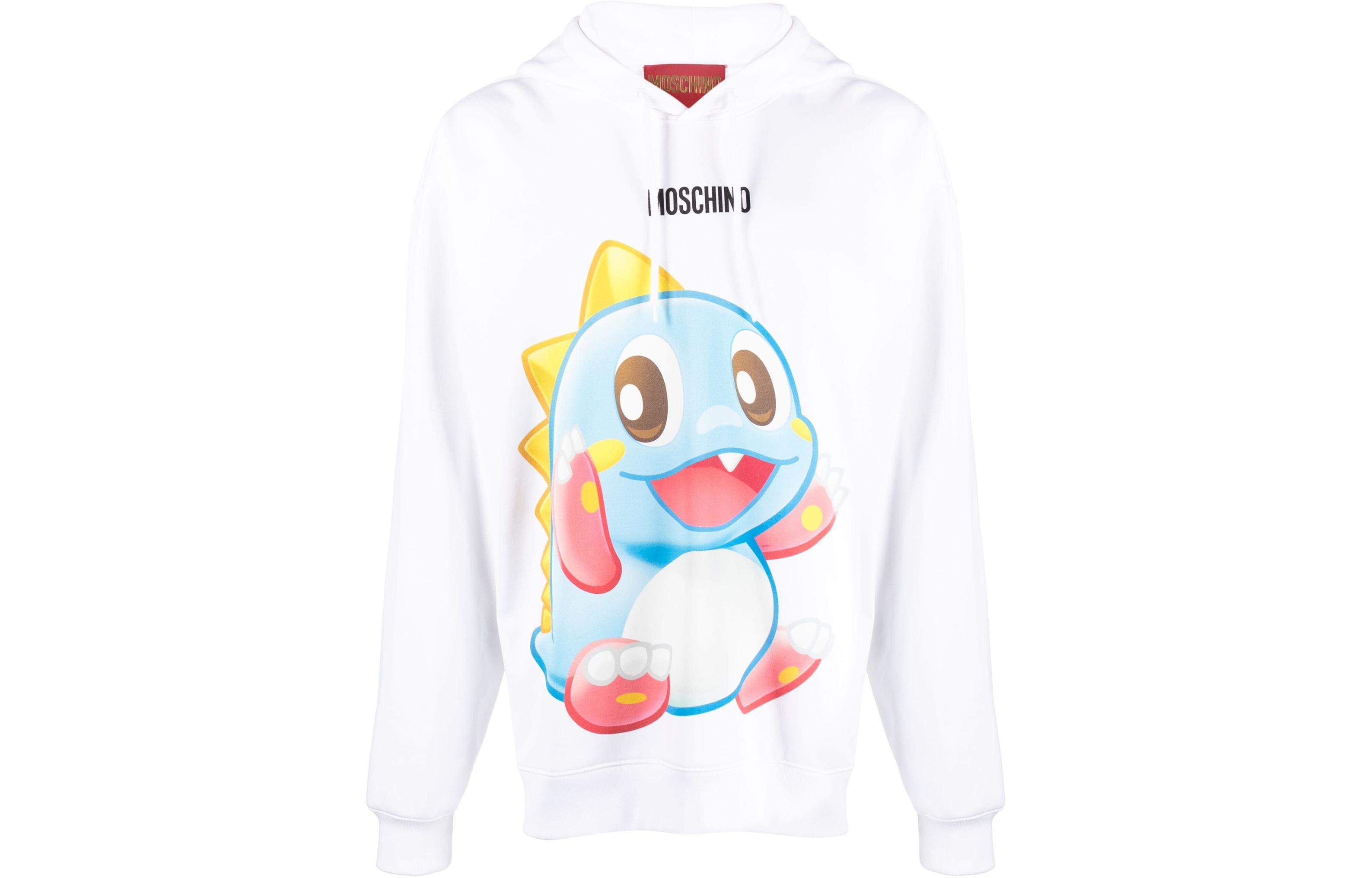 MOSCHINO Graphic Print Cotton Hoodie White - B17971028-WHITE