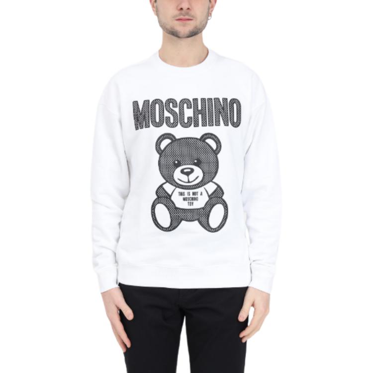 MOSCHINO Graphic Print Crewneck Pullover Sweatshirt White - V1726-2028-1001