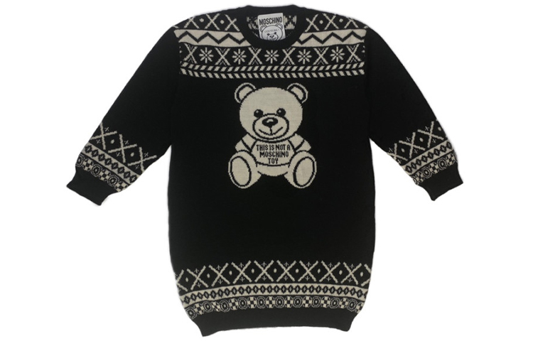 Order モスキーノ グラフィックプリント オーバーサイズ 長袖セーター ユニセックス ブラック T0487-5504-1555