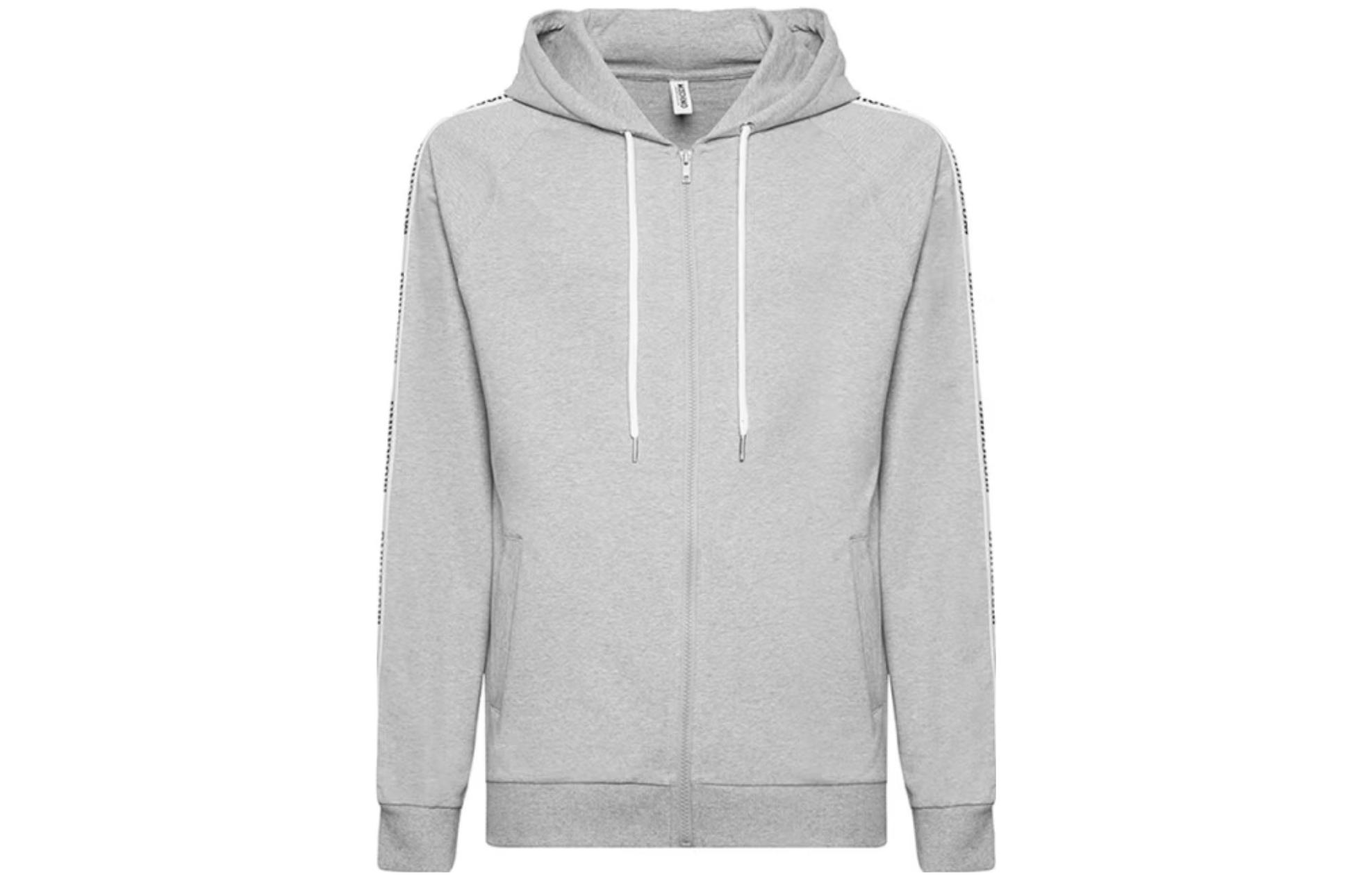MOSCHINO Gray Hoodie with Logo Print and Zip-up Design A1707-8106-0489