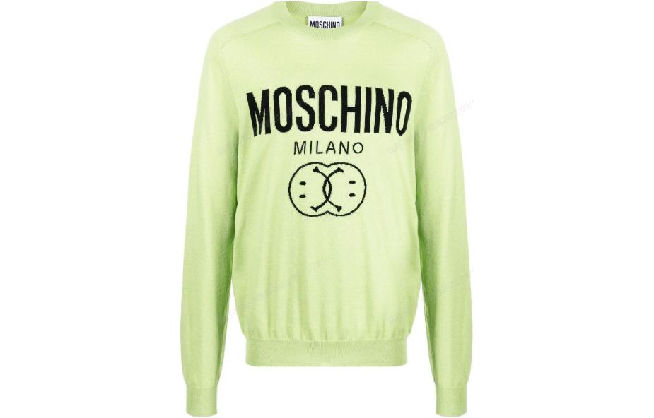 MOSCHINO Green Crewneck Sweatshirt with Logo Letter Smiley Print J092470021-397
