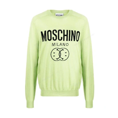 MOSCHINO Green Crewneck Sweatshirt with Logo Letter Smiley Print J092470021-397
