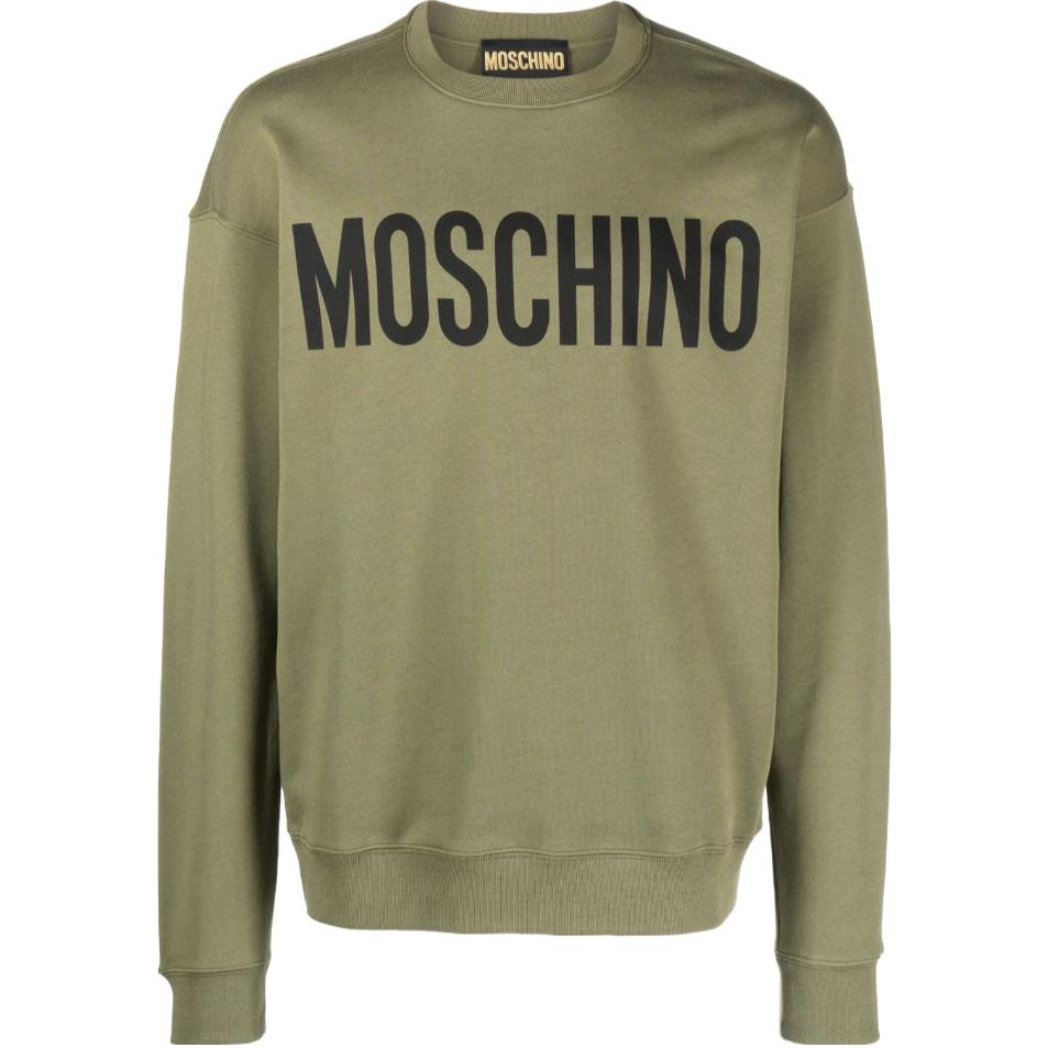 Moschino Green Letter Print Crewneck Pullover Sweatshirt for Men A1701-7028-1427