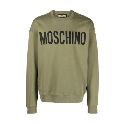 Moschino Green Letter Print Crewneck Pullover Sweatshirt for Men A1701-7028-1427