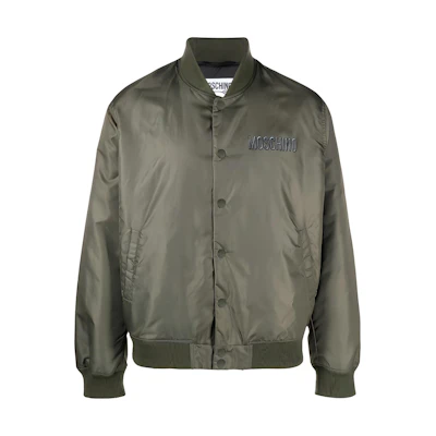 MOSCHINO Green Letter Print Stand Collar Jacket V06247015