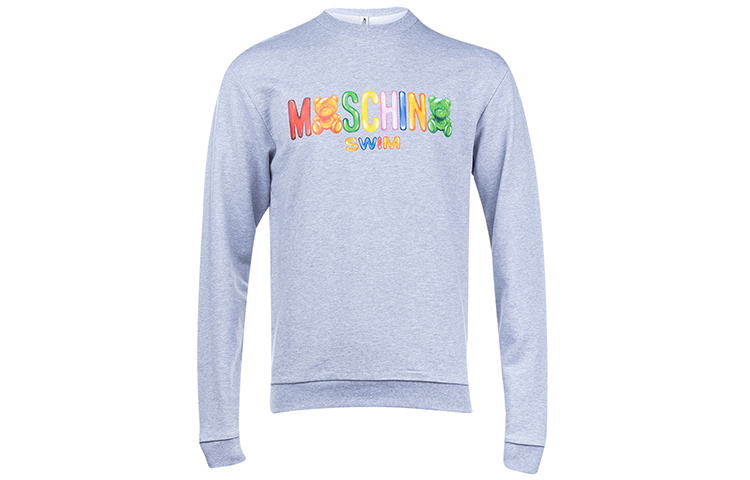 Moschino Grey Sweatshirt with Colorful Letter Print and Teddy Design A1701-2318-0489