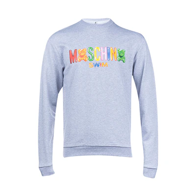 Moschino Grey Sweatshirt with Colorful Letter Print and Teddy Design A1701-2318-0489