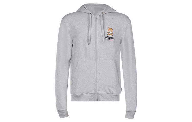 MOSCHINO Grey Teddy Bear Logo Print Zip Hoodie A1722-8104-0489