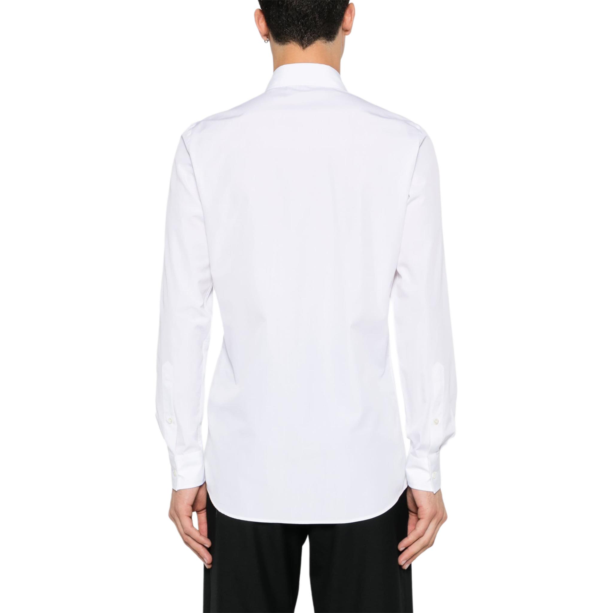 Shop MOSCHINO 愛心刺繡寬領長袖襯衫 白色襯衫 A022770351001