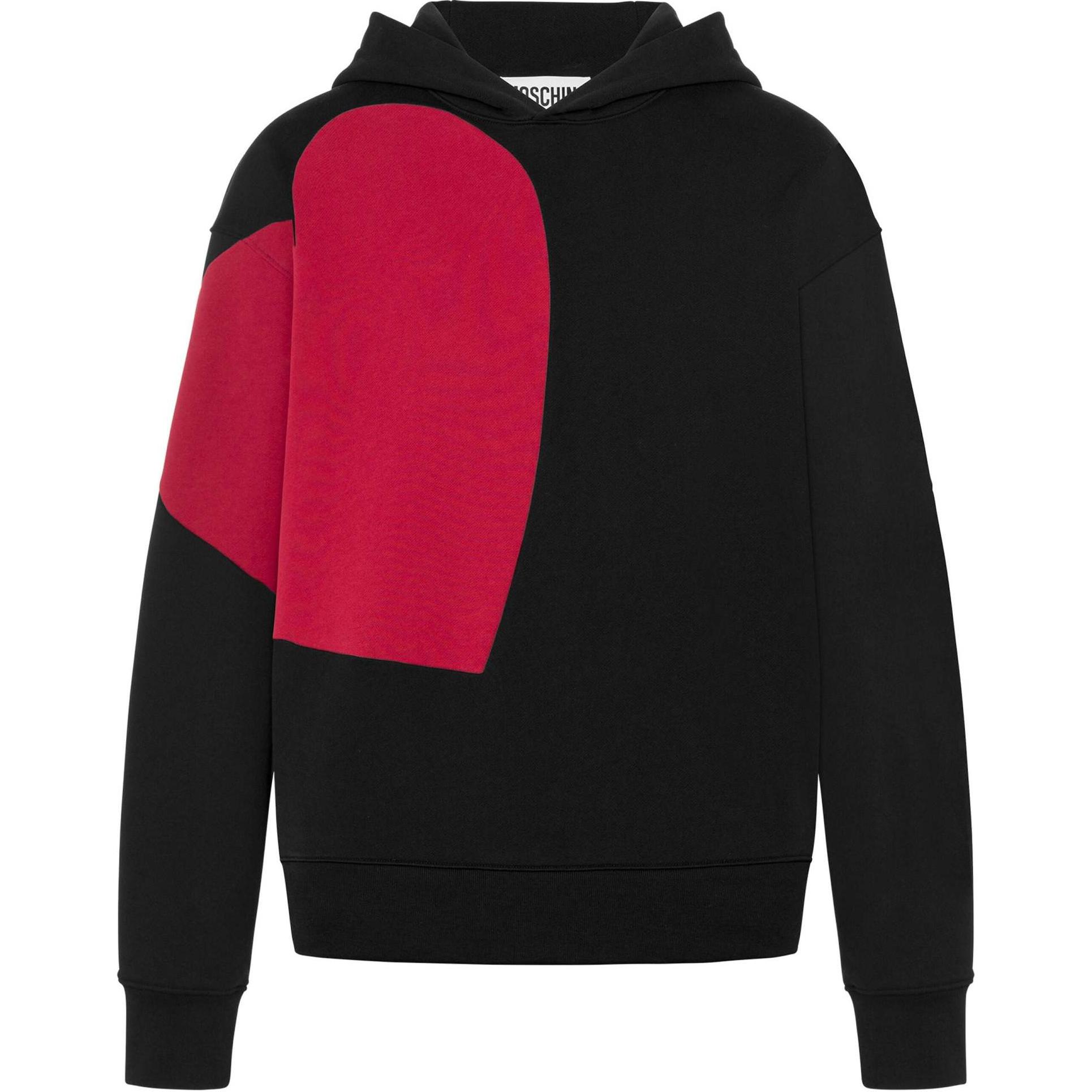 MOSCHINO Heart Print Cotton Hoodie Black A172870282555