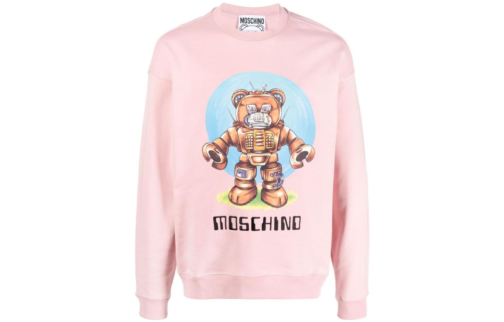 MOSCHINO JW22 Logo Print Crewneck Pullover Sweatshirt Pink () A172770281187