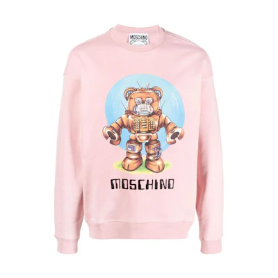 MOSCHINO JW22 Logo Print Crewneck Pullover Sweatshirt Pink () A172770281187
