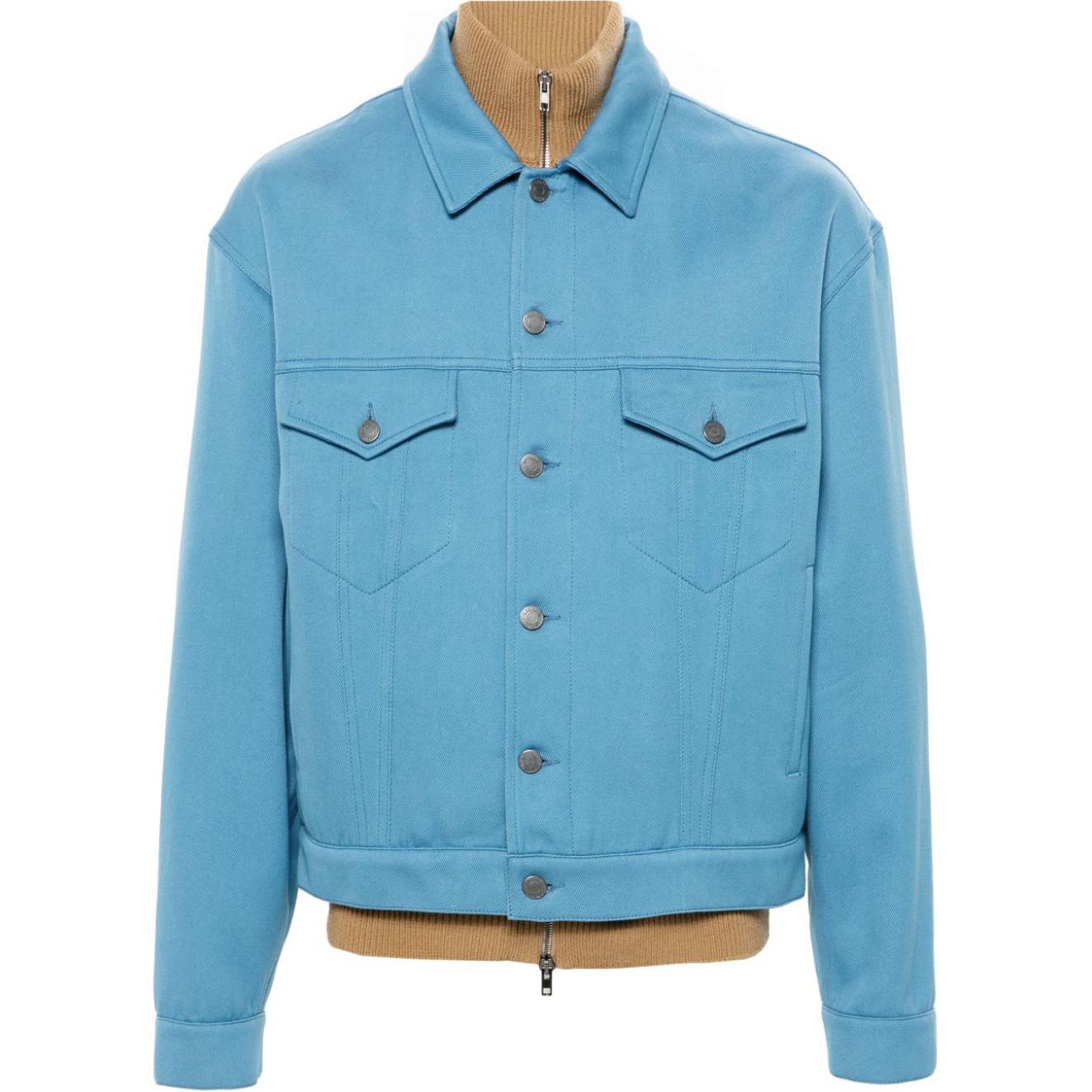 MOSCHINO Layered Design Ribbed High-Neck Drop-Shoulder Jacket Sky Blue Men’s A06217013-BLUE