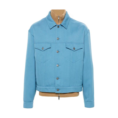 MOSCHINO Layered Design Ribbed High-Neck Drop-Shoulder Jacket Sky Blue Men’s A06217013-BLUE