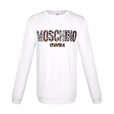 Moschino Leopard Logo Crewneck Sweatshirt Unisex White 3-T1704-2321-0001