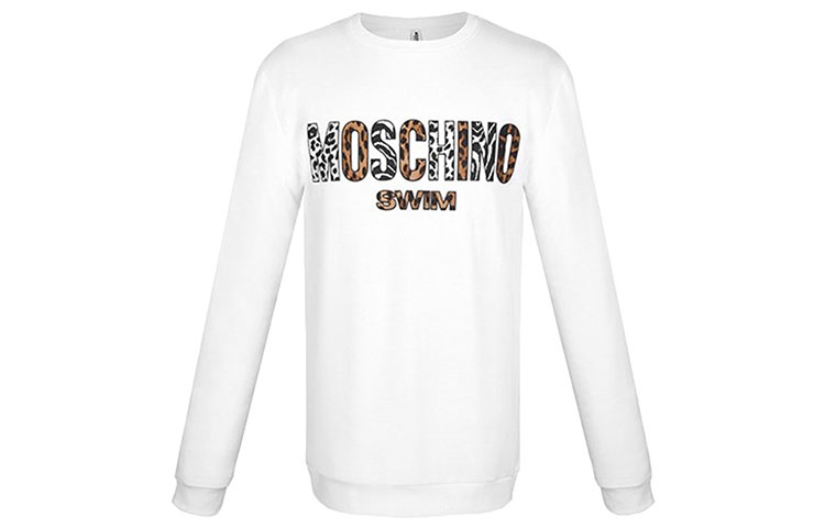 Order Moschino Leopard Logo Crewneck Sweatshirt Unisex White 3-T1704-2321-0001