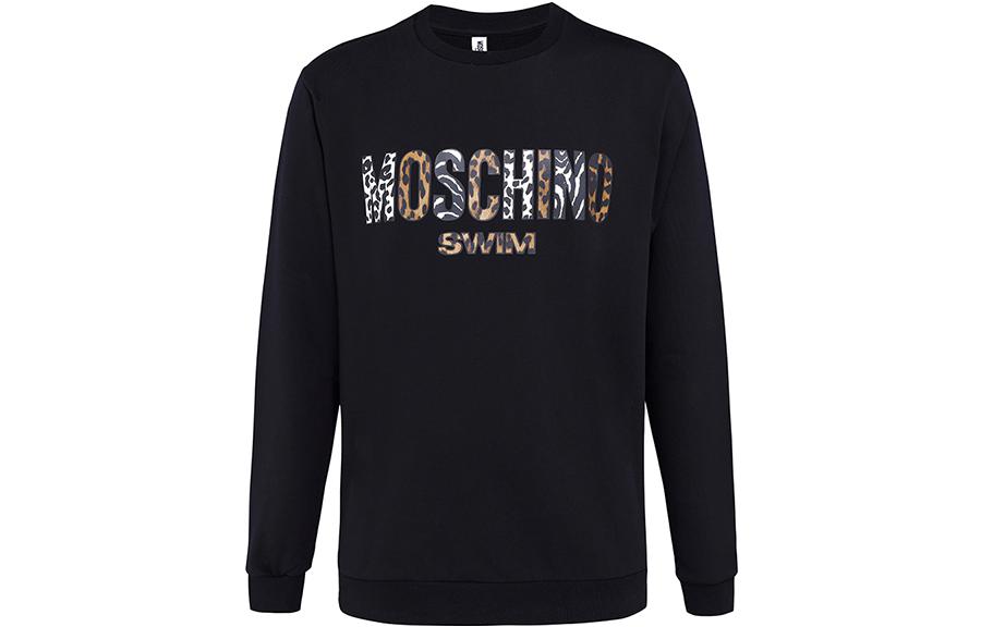Moschino Leopard Print Logo Crewneck Sweatshirt Black () 3-T1704-2321-0555