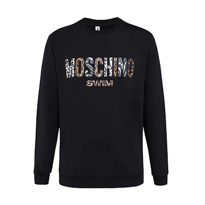 Moschino Leopard Print Logo Crewneck Sweatshirt Black () 3-T1704-2321-0555