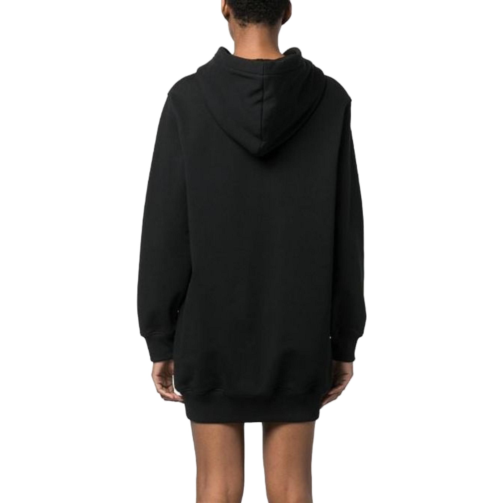 Shop 모스키노 레터 베어 프린트 크롭 긴소매 드레스 - 블랙 V04645528