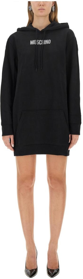 moschino-letter-graphic-hoodie-pullover-short-dress-black-0457-5428-1555