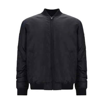 MOSCHINO Letter Print Baseball Collar Bomber Jacket Black 242ZZ0626-5215-1555